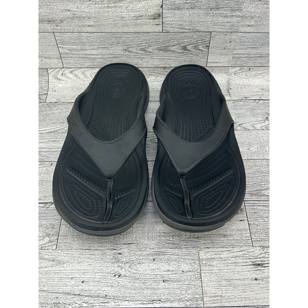 Crocs Black Flip Flops Thong Sandals Mens Size 6 Womens Size 8 Comfort Casual